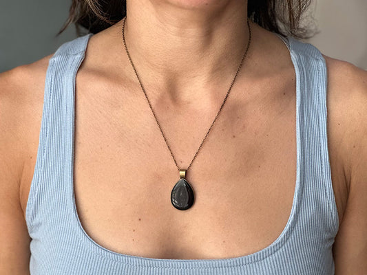 Teardrop Shungite Frequency Attenuation Pendant With LIGHT CODES (NEW!)